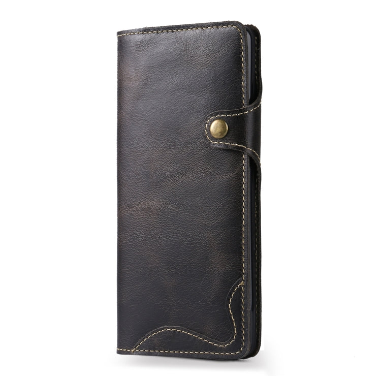 Denior Oil Wax Cowhide Magnetic Button Horizontal Flip Leather Case with Card Slots & Wallet, Series 4