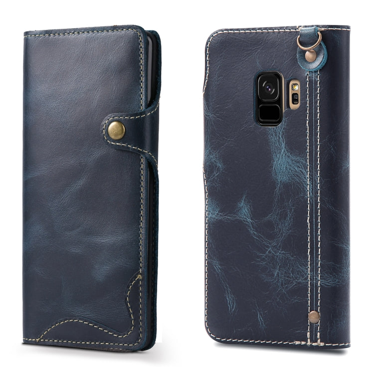 Denior Oil Wax Cowhide Magnetic Button Horizontal Flip Leather Case with Card Slots & Wallet, Series 4