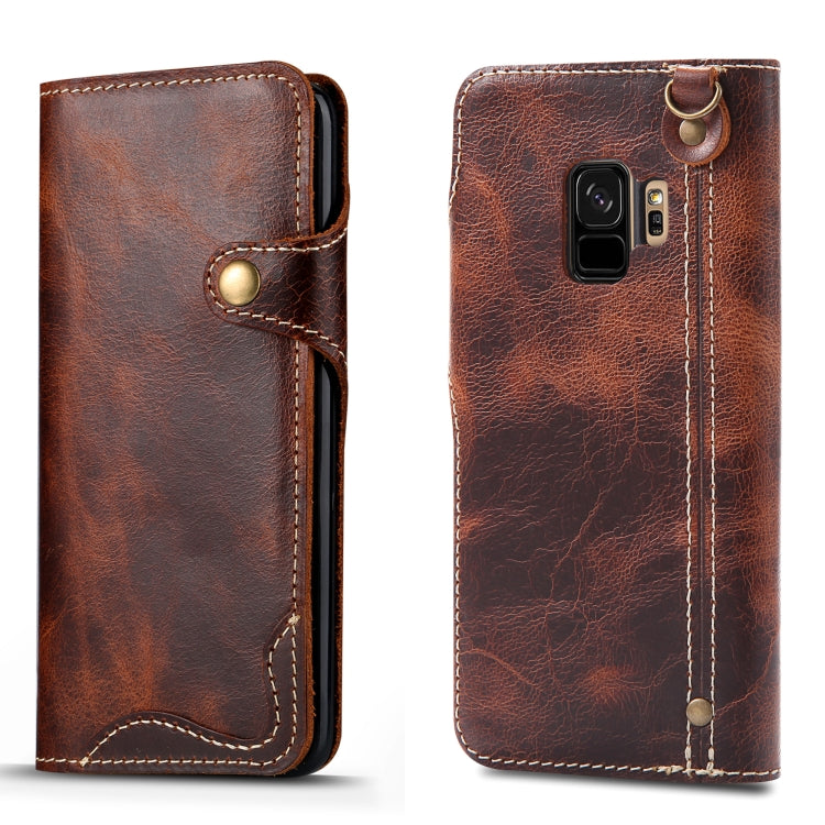 Denior Oil Wax Cowhide Magnetic Button Horizontal Flip Leather Case with Card Slots & Wallet, Series 4