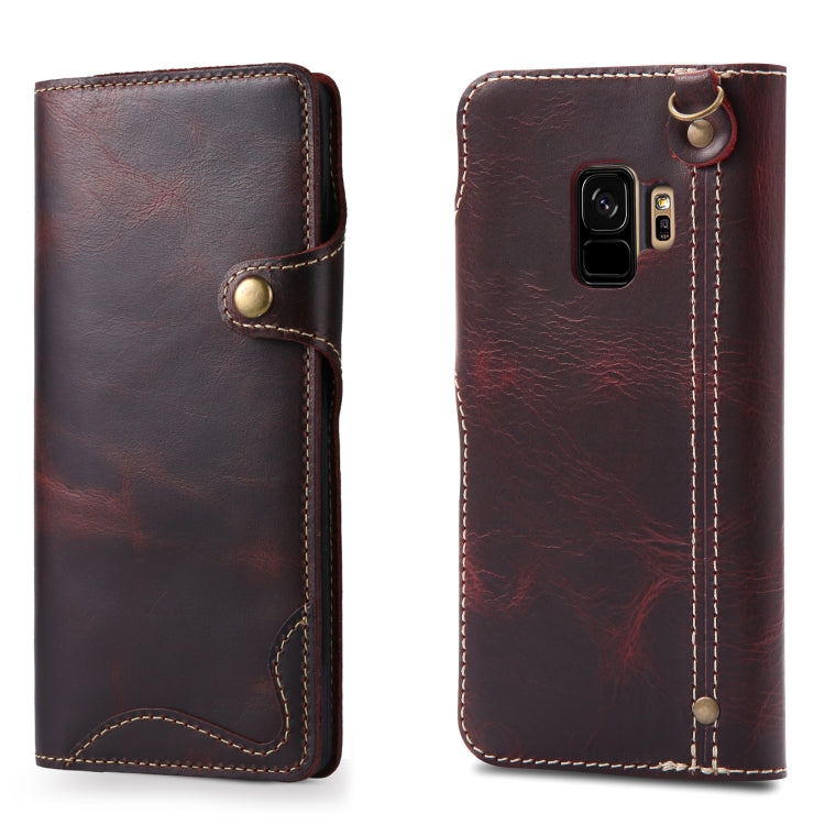 Denior Oil Wax Cowhide Magnetic Button Horizontal Flip Leather Case with Card Slots & Wallet, Series 4