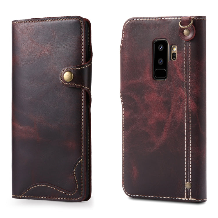 Denior Oil Wax Cowhide Magnetic Button Horizontal Flip Leather Case with Card Slots & Wallet, Series 2