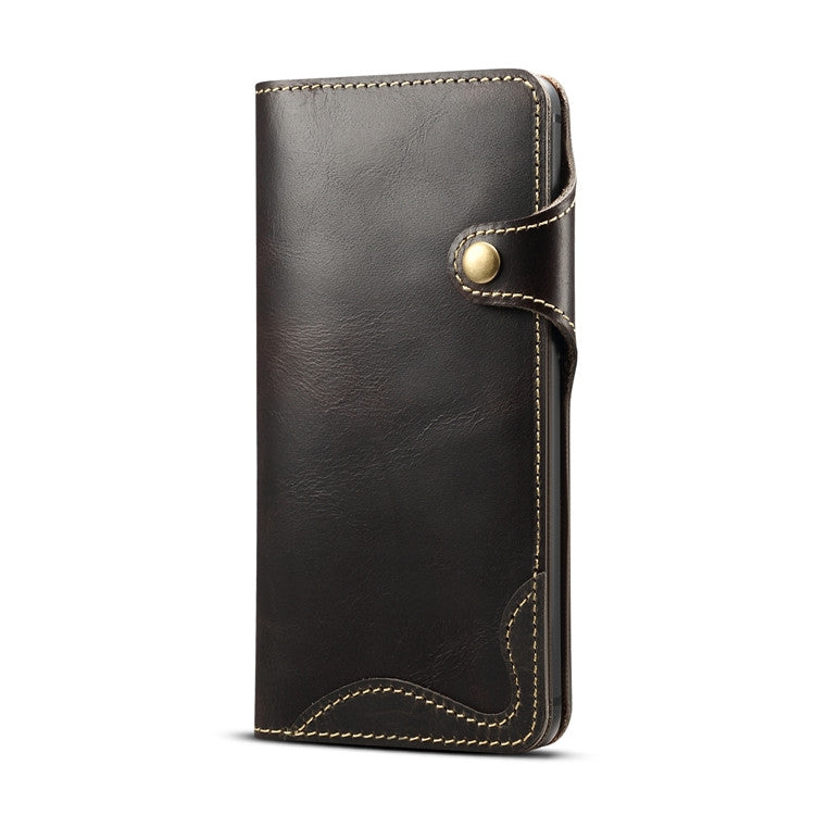 Denior Oil Wax Cowhide Magnetic Button Horizontal Flip Leather Case with Card Slots & Wallet, Series 3