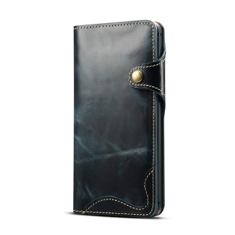 Denior Oil Wax Cowhide Magnetic Button Horizontal Flip Leather Case with Card Slots & Wallet, Series 3