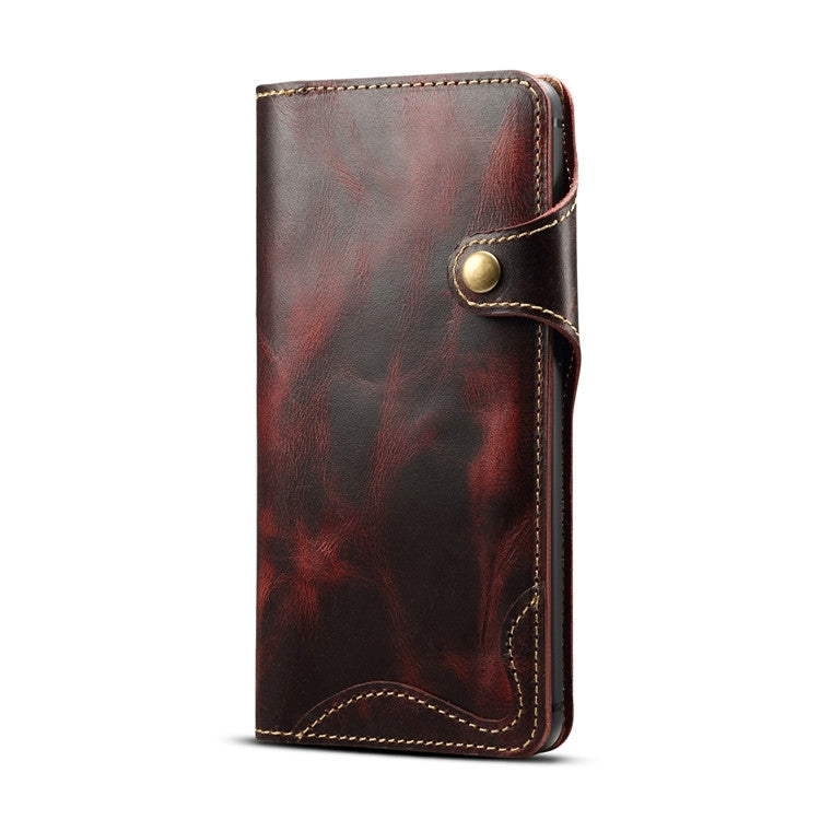 Denior Oil Wax Cowhide Magnetic Button Horizontal Flip Leather Case with Card Slots & Wallet, Series 3