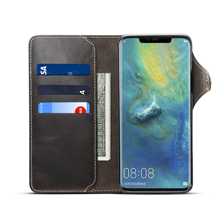 Denior Oil Wax Cowhide Magnetic Button Horizontal Flip Leather Case with Card Slots & Wallet, Series 2