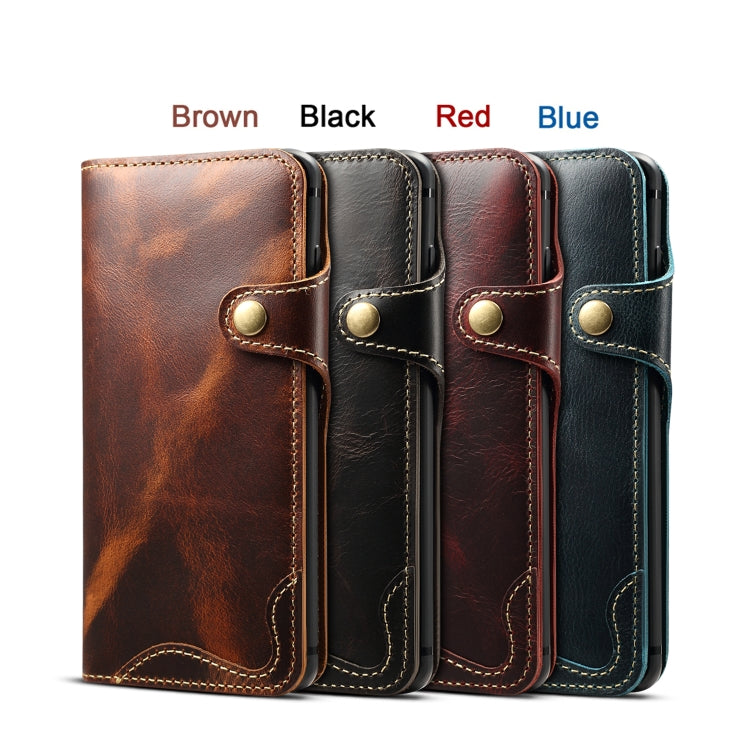 Denior Oil Wax Cowhide Magnetic Button Horizontal Flip Leather Case with Card Slots & Wallet, For Galaxy S10e, For Galaxy S10 Plus, For Galaxy Note 10, For Galaxy Note 10 Plus, For iPhone 11, For iPhone 11 Pro, For iPhone 11 Pro Max