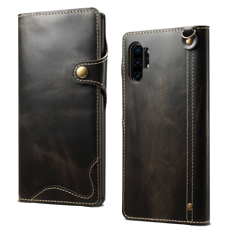 Denior Oil Wax Cowhide Magnetic Button Horizontal Flip Leather Case with Card Slots & Wallet, For Galaxy S10e, For Galaxy S10 Plus, For Galaxy Note 10, For Galaxy Note 10 Plus, For iPhone 11, For iPhone 11 Pro, For iPhone 11 Pro Max