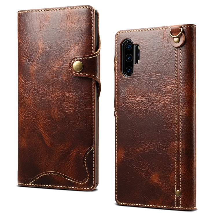 Denior Oil Wax Cowhide Magnetic Button Horizontal Flip Leather Case with Card Slots & Wallet, Series 2