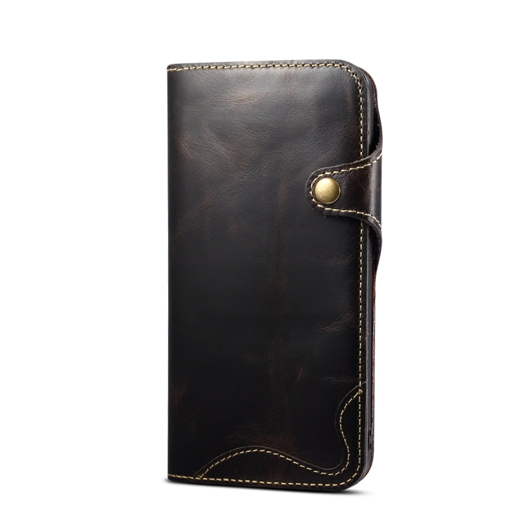 Denior Oil Wax Cowhide Magnetic Button Horizontal Flip Leather Case with Card Slots & Wallet, Series 1