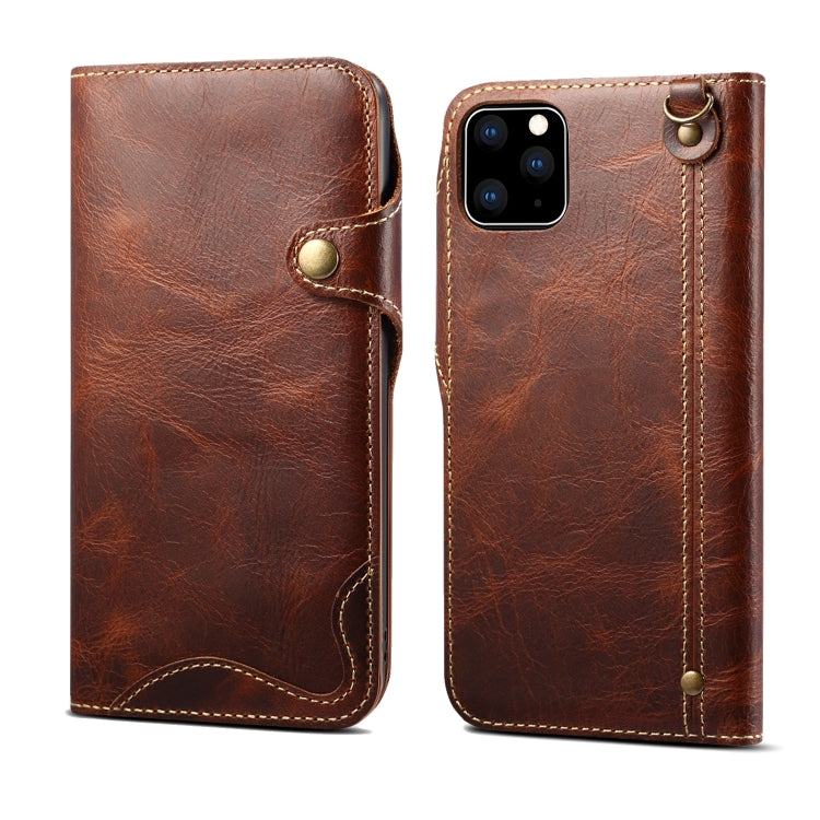 Denior Oil Wax Cowhide Magnetic Button Horizontal Flip Leather Case with Card Slots & Wallet, Series 1