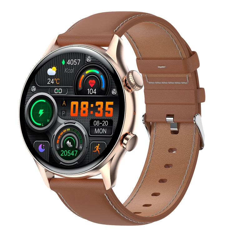 HK8Pro 1.36 inch AMOLED Screen Leather Strap Smart Watch, Support NFC Function / Blood Oxygen Monitoring, Leather Strap (Gold), Leather Strap (Silver), Leather Strap (Black)