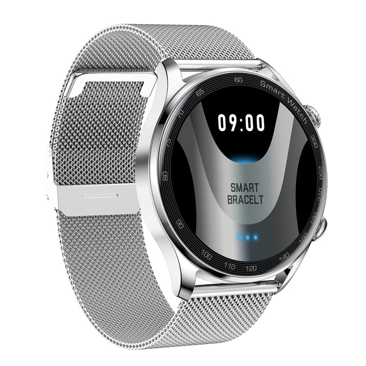 AK32 1.36 inch IPS Touch Screen Smart Watch, Support Bluetooth Calling/Blood Oxygen Monitoring,Style: Steel Watch Band