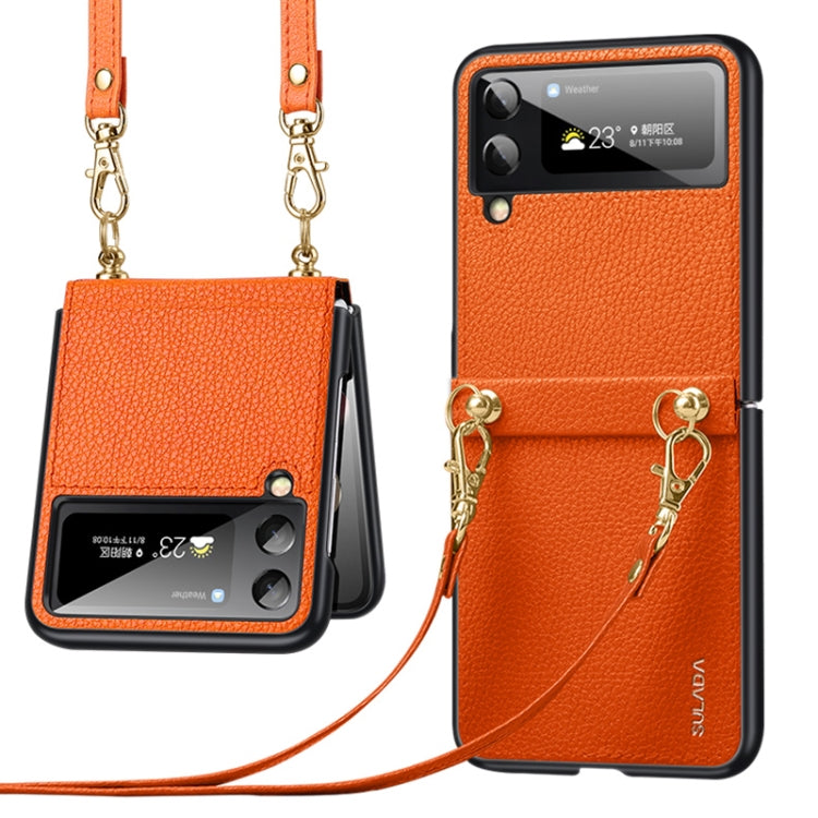 SULADA Litchi Texture Leather + TPU Phone Case with Strap, For Samsung Galaxy Z Flip3 5G, For Huawei P50 Pocket