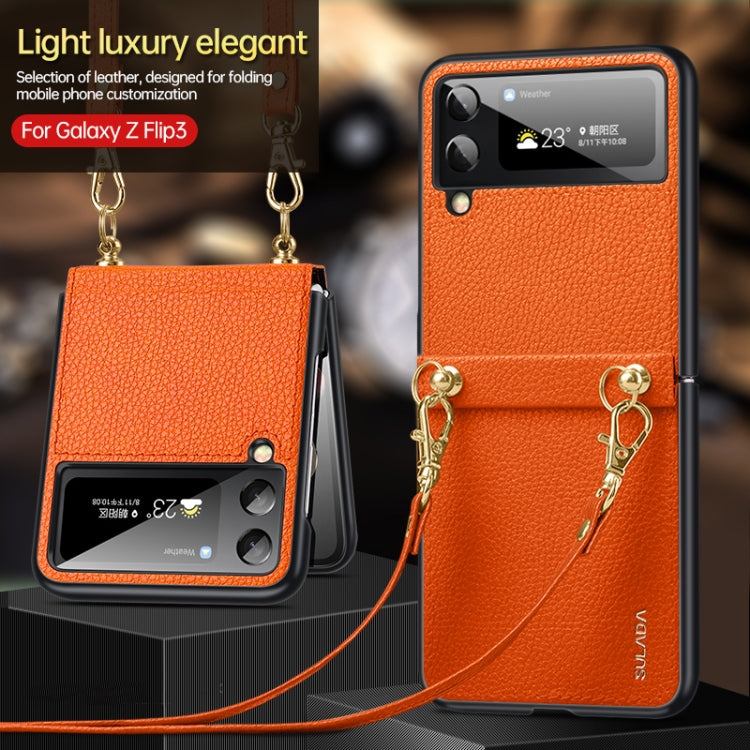 SULADA Litchi Texture Leather + TPU Phone Case with Strap, For Samsung Galaxy Z Flip3 5G, For Huawei P50 Pocket