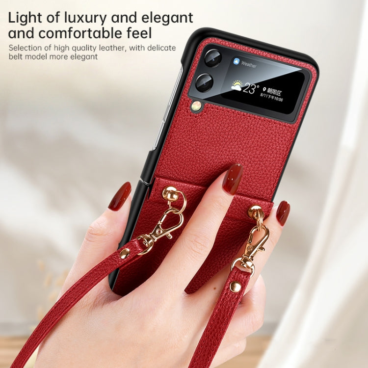 SULADA Litchi Texture Leather + TPU Phone Case with Strap, For Samsung Galaxy Z Flip3 5G, For Huawei P50 Pocket