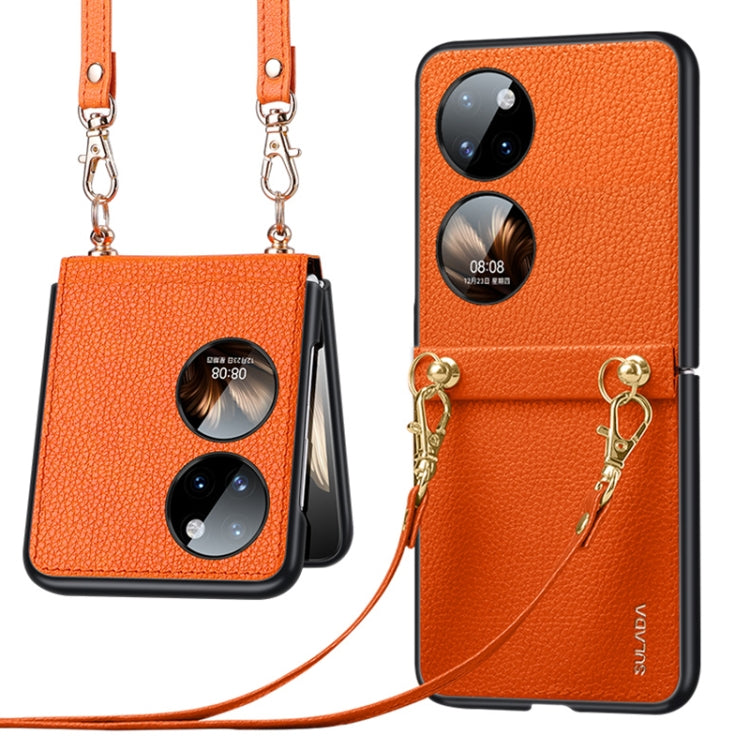 SULADA Litchi Texture Leather + TPU Phone Case with Strap