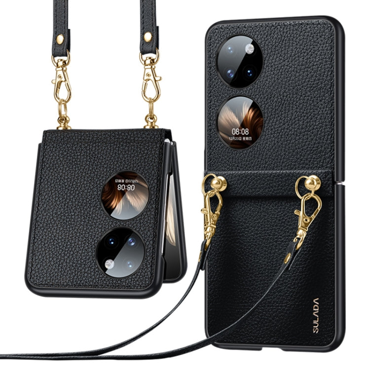 SULADA Litchi Texture Leather + TPU Phone Case with Strap