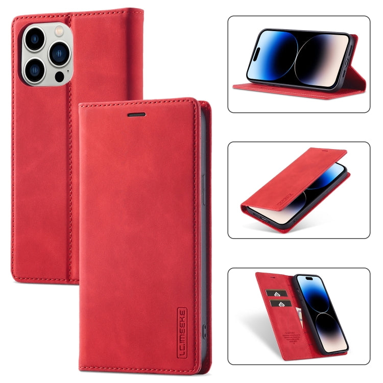 LC.IMEEKE Strong Magnetic Leather Phone Case with Holder & Card Slots & Wallet