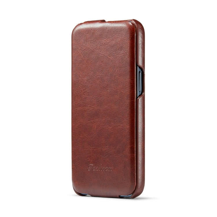 Fierre Shann Oil Wax Texture Vertical Flip PU Phone Case