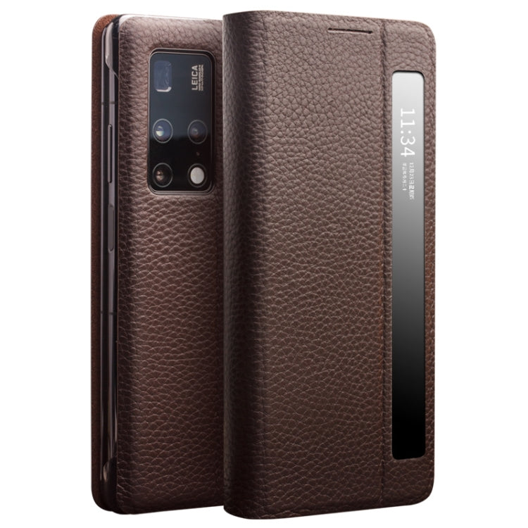 QIALINO Genuine Leather Side Window View Smart Phone Case, For Huawei Mate 50 Pro, For Huawei Mate 50, For Huawei Mate X2, For Huawei P30 Pro, For Huawei P30, For Huawei P50, For Huawei P50 Pro