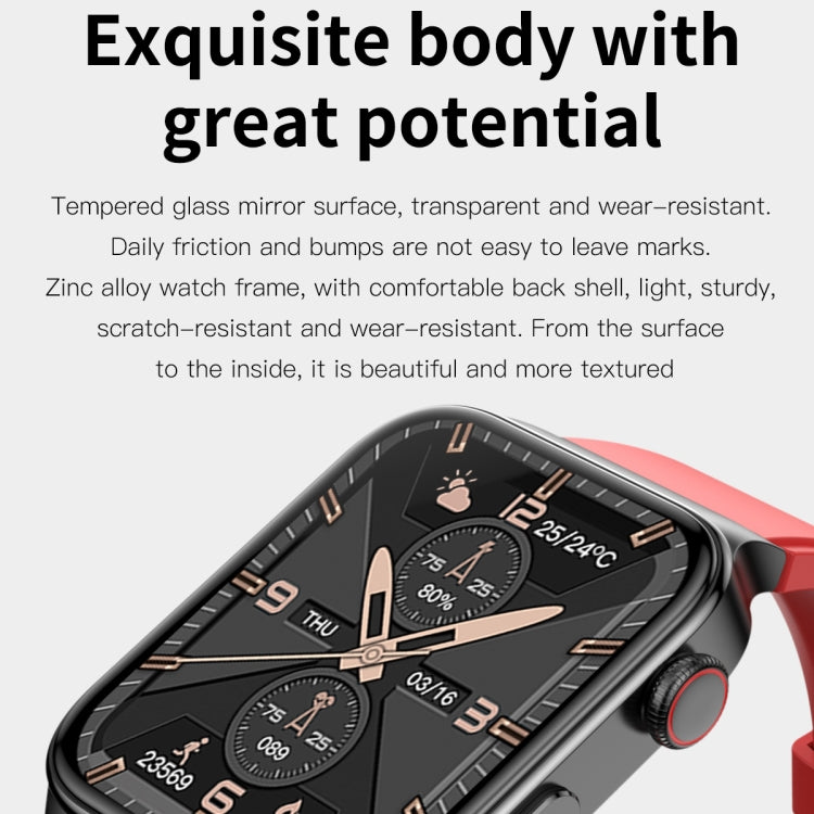 E500 1.83 inch HD Square Screen TPU Watch Strap Smart Watch Supports ECG Monitoring / Non-invasive Blood Sugar