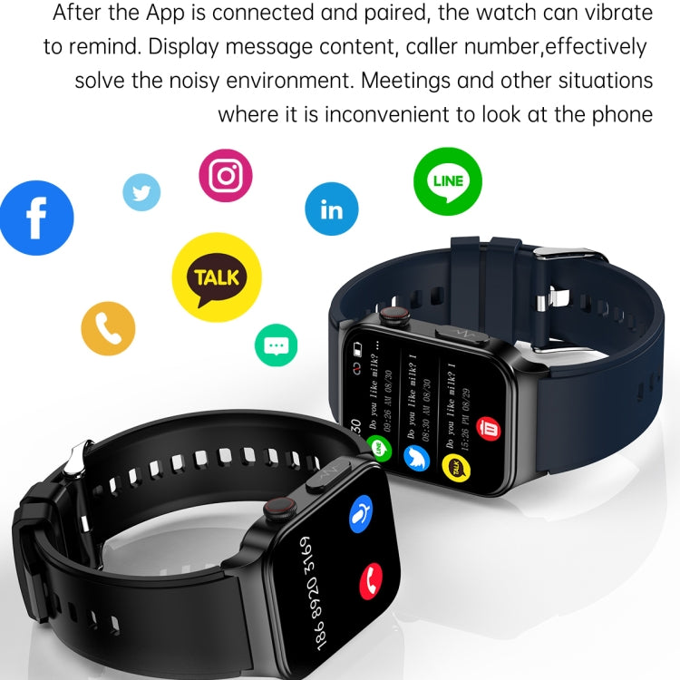 E500 1.83 inch HD Square Screen Leather Watch Strap Smart Watch Supports ECG Monitoring / Non-invasive Blood Sugar