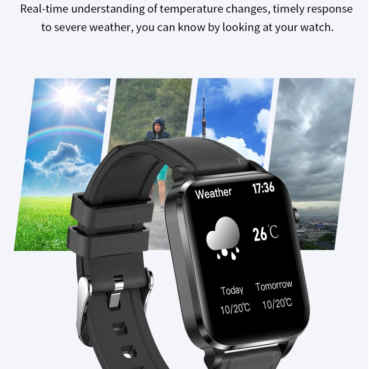 F100 1.7 inch HD Square Screen TPU Strap Smart Watch Supports Body Temperature Monitoring/Blood Oxygen Monitoring