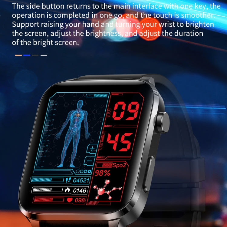 F100 1.7 inch HD Square Screen TPU Strap Smart Watch Supports Body Temperature Monitoring/Blood Oxygen Monitoring