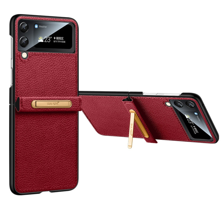 SULADA Invisible Bracket Leather Back Cover Phone Case