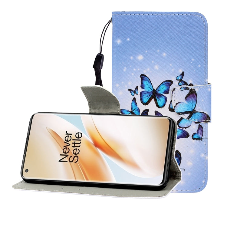 Colored Drawing Horizontal Flip Leather Case with Holder & Card Slot & Wallet, For One Plus 8 Pro