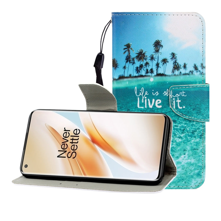 Colored Drawing Horizontal Flip Leather Case with Holder & Card Slot & Wallet, For One Plus 8 Pro