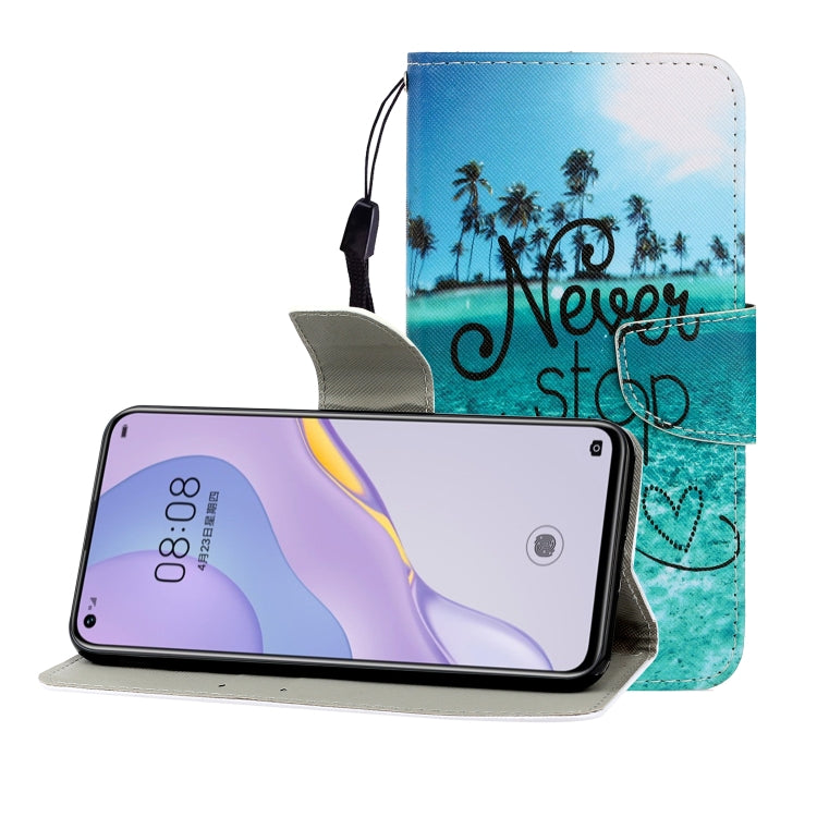 Colored Drawing Horizontal Flip Leather Case with Holder & Card Slot & Wallet, For Huawei Nova 7