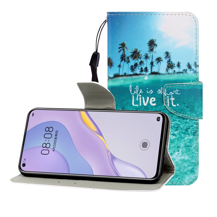 Colored Drawing Horizontal Flip Leather Case with Holder & Card Slot & Wallet, For Huawei Nova 7