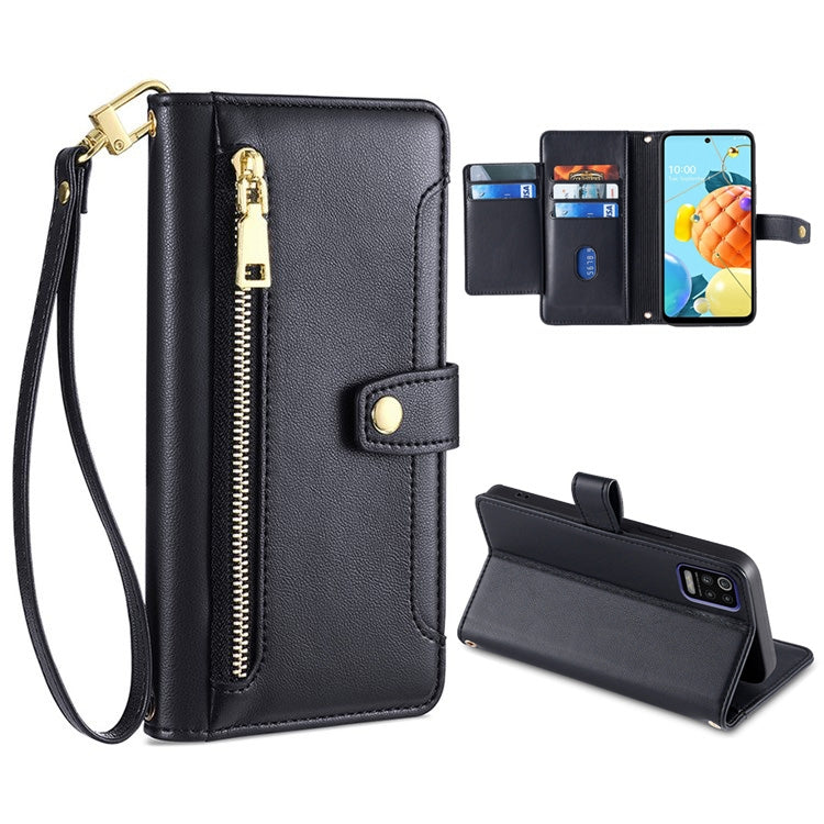 Sheep Texture Cross-body Zipper Wallet Leather Phone Case, Series 1