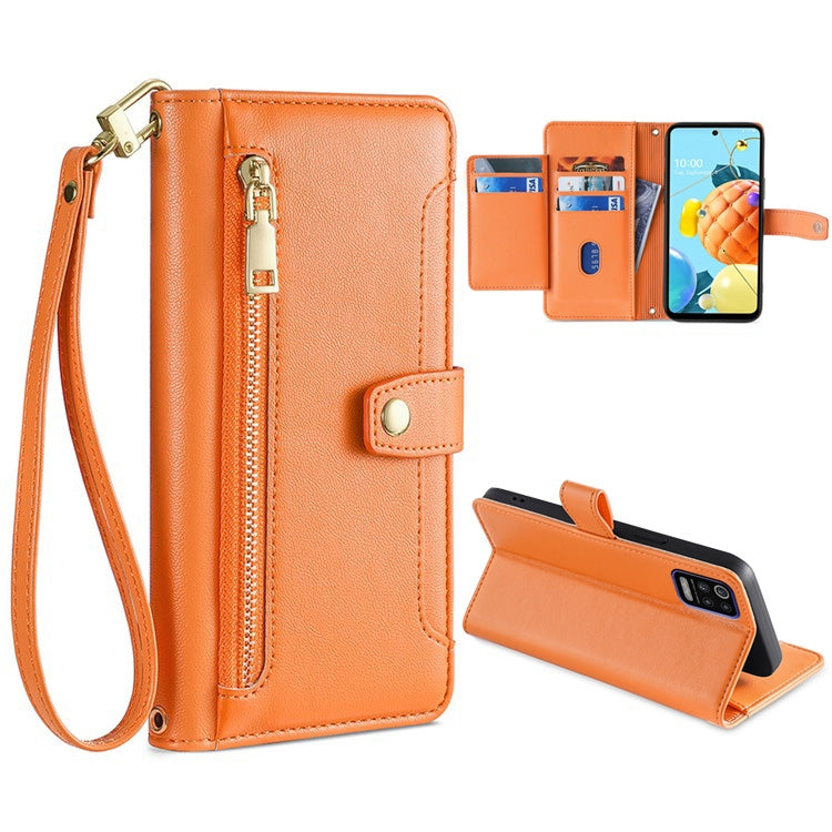 Sheep Texture Cross-body Zipper Wallet Leather Phone Case, Series 1