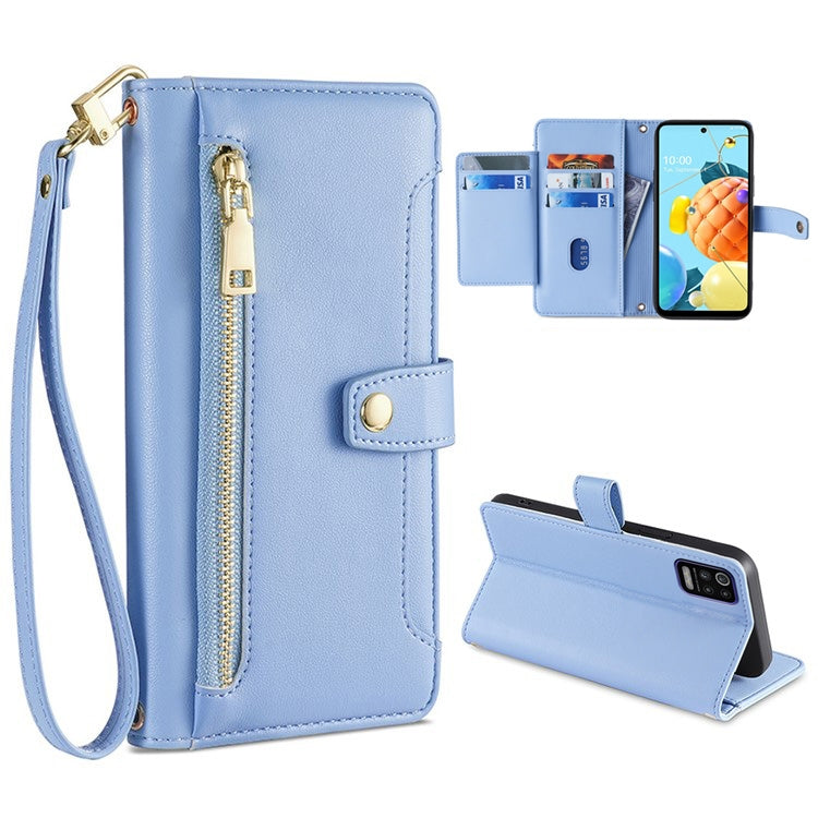 Sheep Texture Cross-body Zipper Wallet Leather Phone Case, Series 1