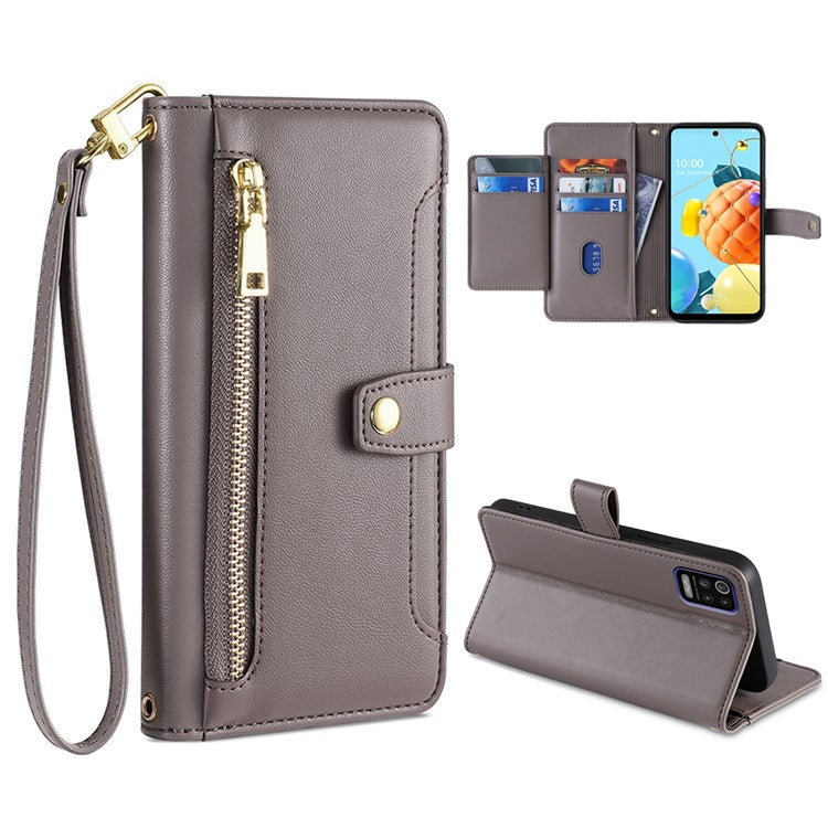 Sheep Texture Cross-body Zipper Wallet Leather Phone Case, Series 1