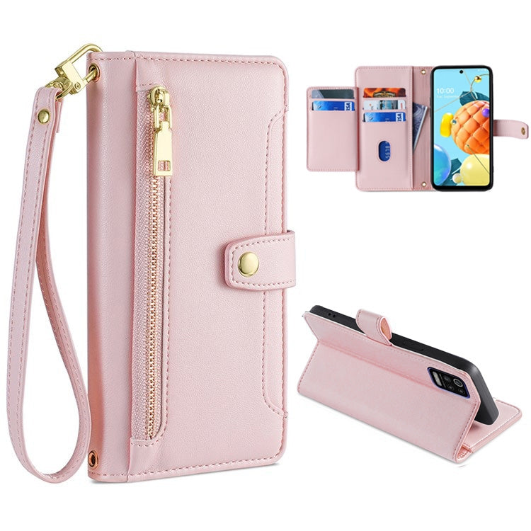 Sheep Texture Cross-body Zipper Wallet Leather Phone Case, Series 1