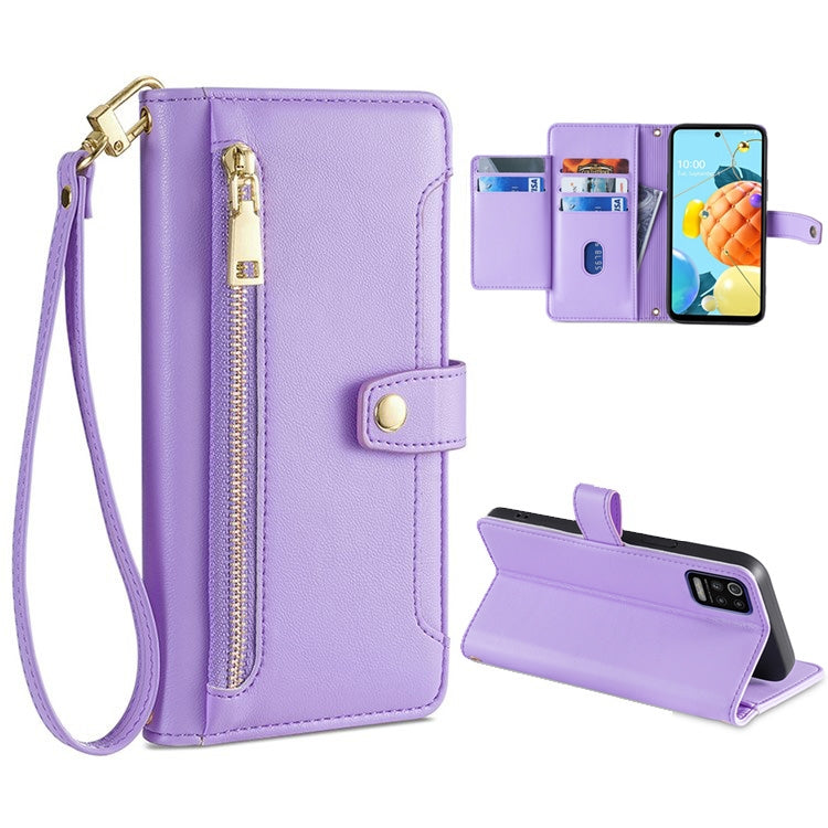 Sheep Texture Cross-body Zipper Wallet Leather Phone Case, Series 1