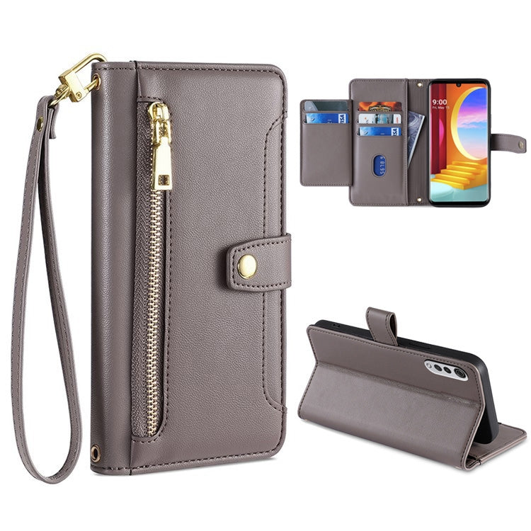 Sheep Texture Cross-body Zipper Wallet Leather Phone Case, Series 7