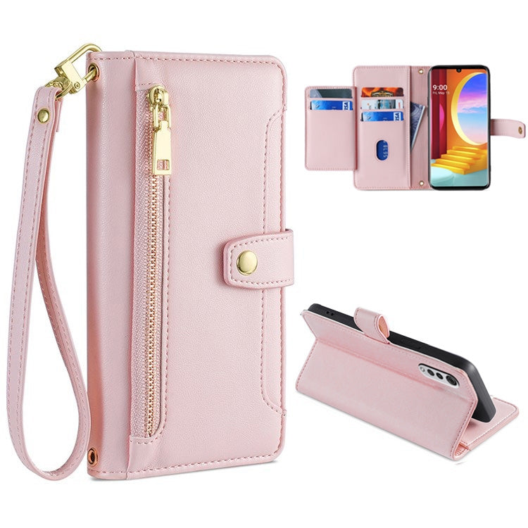 Sheep Texture Cross-body Zipper Wallet Leather Phone Case, Series 7