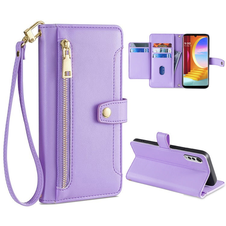 Sheep Texture Cross-body Zipper Wallet Leather Phone Case, Series 7