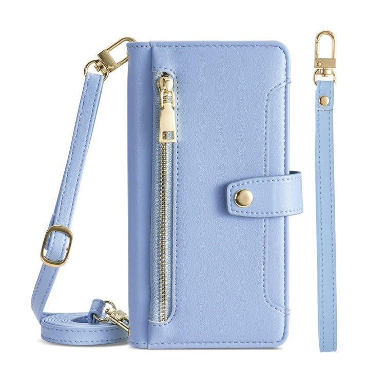 Sheep Texture Cross-body Zipper Wallet Leather Phone Case, Series 9