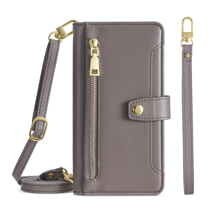 Sheep Texture Cross-body Zipper Wallet Leather Phone Case, Series 9