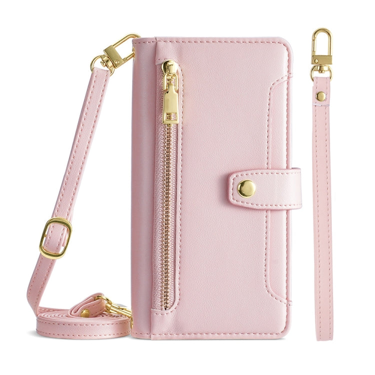 Sheep Texture Cross-body Zipper Wallet Leather Phone Case, Series 9