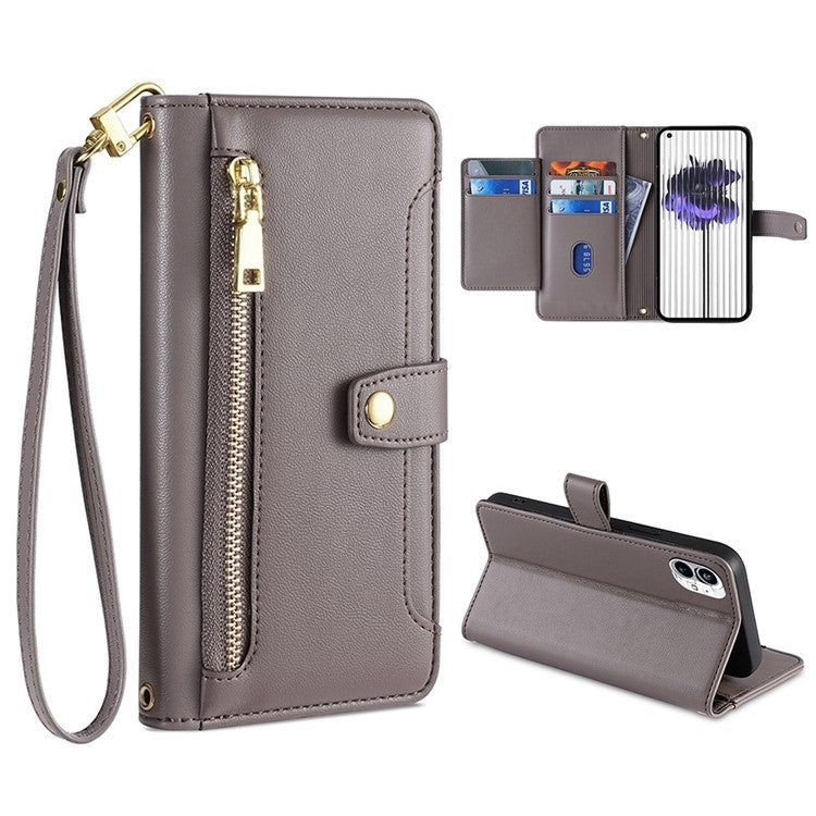 Sheep Texture Cross-body Zipper Wallet Leather Phone Case, Series 6