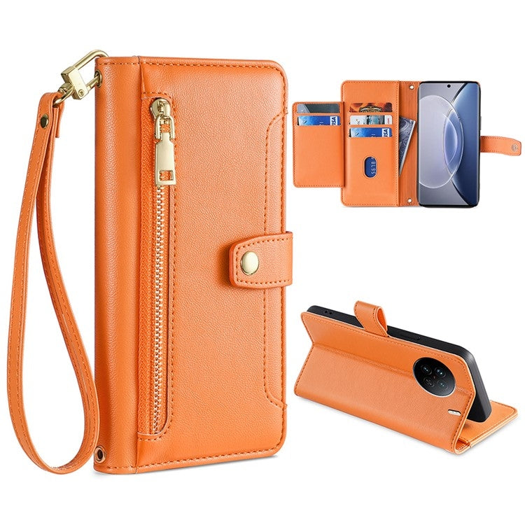 Sheep Texture Cross-body Zipper Wallet Leather Phone Case, Series 9