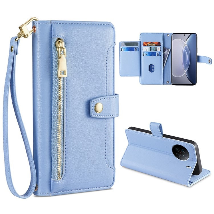 Sheep Texture Cross-body Zipper Wallet Leather Phone Case, Series 9