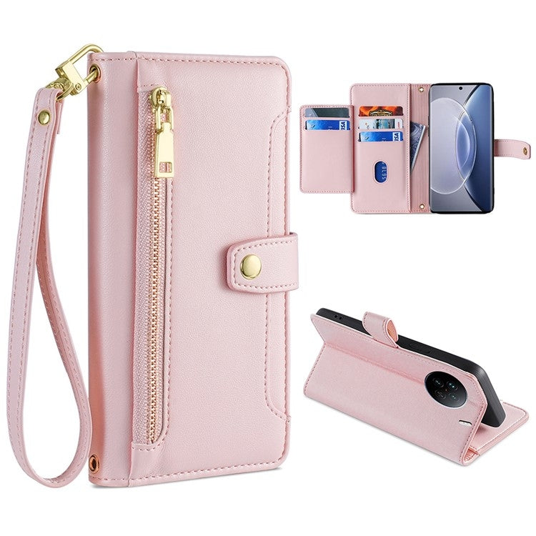 Sheep Texture Cross-body Zipper Wallet Leather Phone Case, Series 9