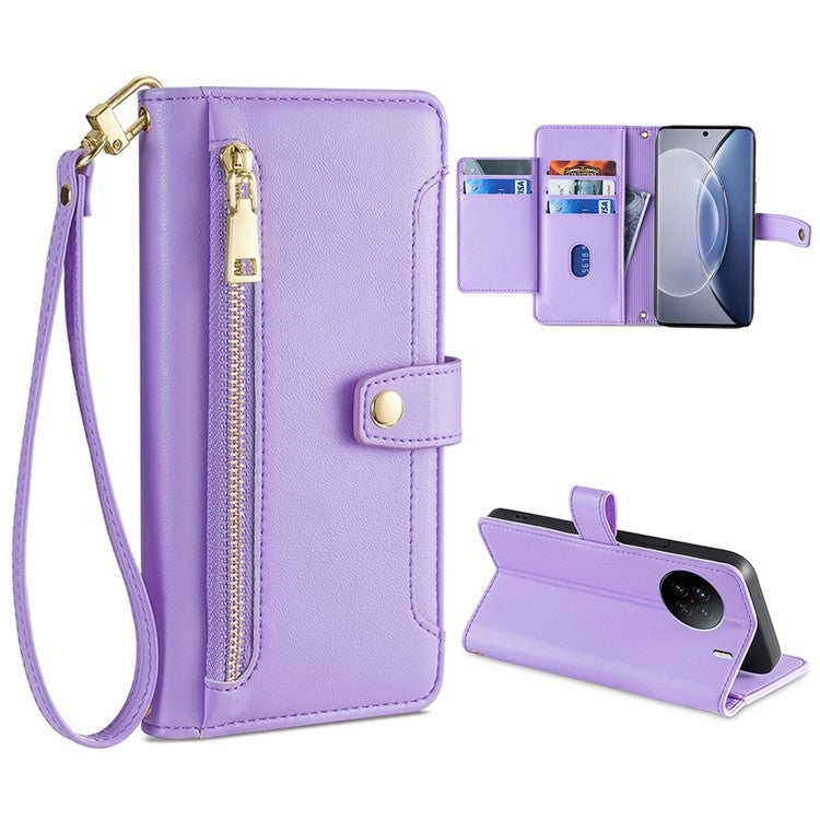 Sheep Texture Cross-body Zipper Wallet Leather Phone Case, Series 9